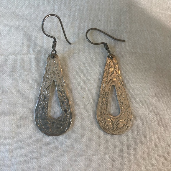 Vintage Marked Alpaca Mexico Silver Dangle earrings - Picture 2 of 6